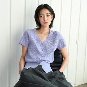 WOMAN 텐셀 브이넥 케이블 가디건 [LAVENDER] / WBD2L43545