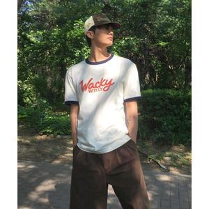 매장정품 와키윌리 WACKY WILLY 타이포 링거 반팔 티셔츠 크림 WA2502ST27CM 142439