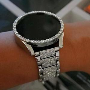 삼성호환 갤럭시 워치 4 5 6 반짝이 케이스스틸 스트랩 보호 케이스주얼리 팔찌40mm44mm
