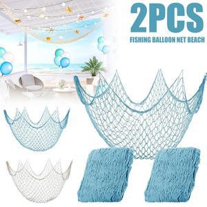 2/4 Pcs 물고기 그물 장식 목화 낚시 바다 테마 벽 교수형 Fishnet 해변 인어 파티 홈