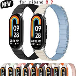 Xiaomi Mi Band 8 9 용 실리콘 마그네틱 스트랩 Watch Miband smartwatch 교체 액세서리 스포츠 시계줄
