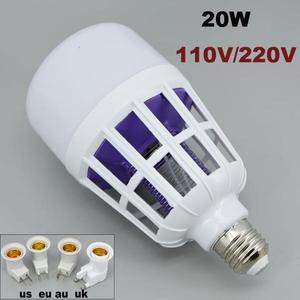 220V 20W E27 실내 모기 킬러 램프 2 in 1 야간 조명 전기 방충자 무선 벌레 트랩 전원 홀더 B