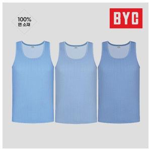 BYC 남성 순면 3매입 런닝세트 체크패턴 민소매 MCF2244