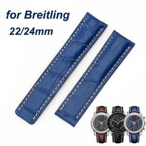Breitling 22mm  가죽 밴드 방수 소프트 벨트 팔찌 교체 걸쇠 없음에 대한 소 시계 스트랩