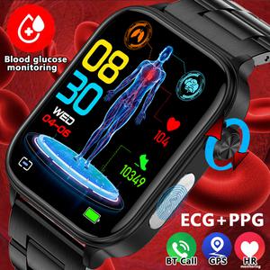 손목혈당측정기 무채혈당뇨측정기 붙이는 혈당 측정기 ECG  PPG 스마트 워치 SOS 비침습성 블루투스 통화