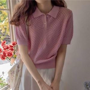 [LABEL] 크랜베리 슈슈카라 썸머펀칭 촉촉유연한 니트 681226