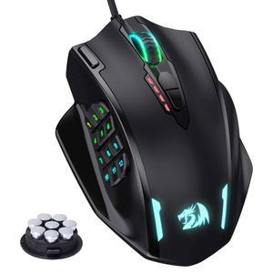 레드라곤 M908 임팩트 RGB LED MMO 게이밍 마우스, 12개의 측면 버튼, 최대 12,400DPI의 광학 유선 인체공학적 고정밀, 18개의 프로그래밍 가능한 매크로 단축키, 편안한 그립감