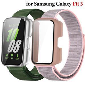 삼성 Galaxy Fit 3 용 보호대 TPU 케이스 + 밴드 시계 액세서리 나일론 루프 스트랩 커버 베젤