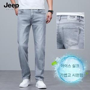 JEEP SPIRIT 남자 여름 청바지 일자 얇은 쿨 아이스 스판 팬츠