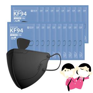 [리벤스] 에버퓨어 새부리형 마스크(KF94)(블랙/소형) 100입