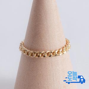 14K 커브 체인 금 반지