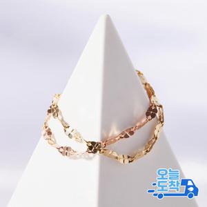 14K 네잎클로버 체인 금 반지
