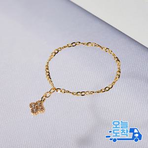 14K 벨라 큐빅 T함마링 체인 금 반지