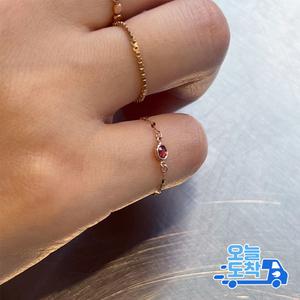 14K 18K 신 아몬드 탄생석 큐빅 체인 금 반지
