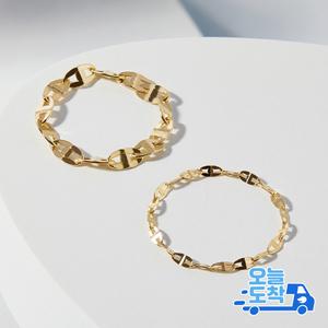 14K 물결 체인 금 반지