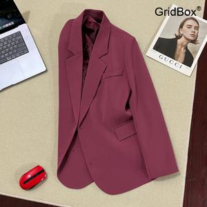 여성용 라즈베리 색상 캐주얼 스타일 정장자켓 GirdBox 오피스룩 데일리룩 세미정장 와
