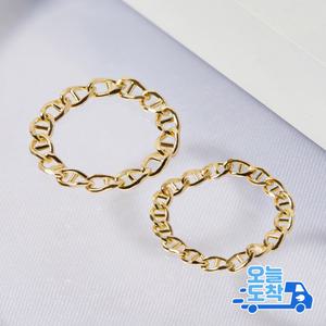 14K 그랑데 사다리 체인 금 반지