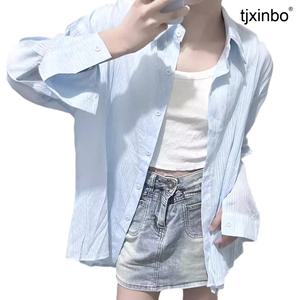 여름 시스루 블라우스 tjxinbo 후드티 오피스 룩 린넨셔츠 여성용