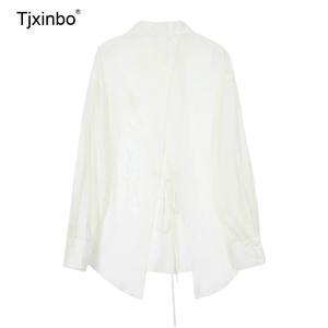 여름 쉬폰 블라우스 Tjxinbo 여성용 루즈핏 셔츠 외투 스타일링