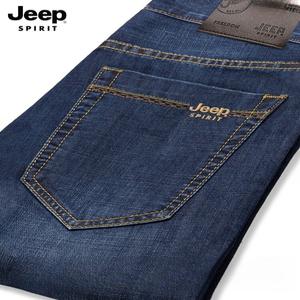 JEEP 남성 얇은 청바지 여름 캐주얼 팬츠 가벼운 스트레이트 루즈핏