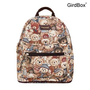 GirdBox 베니스 책가방 여학생용 대용량 캔버스 백팩 귀여운 곰돌이 패션 여행 가방