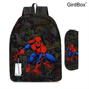 GirdBox 학생용 마블 스파이더맨 히어로 책가방 스파이더맨 애니메이션 청소년 백팩