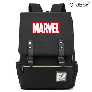 GirdBox 마블 슈퍼히어로 프린트 학생 책가방 남학생 여학생 캐주얼 벨트 버클 백팩