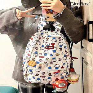 GirdBox 신규 KT 헬로키티 대용량 백팩 여학생용 중고등학생 책가방 프린트 백