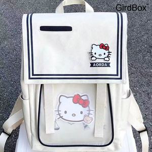 GirdBox 헬로키티 책가방 여학생용 2022 신제품 귀여운 프린트 백팩 중고등학생 가방