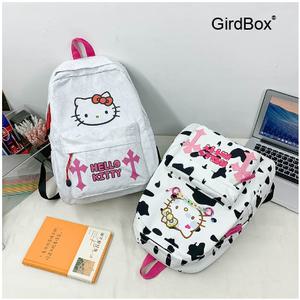 GirdBox 헬로키티 책가방 여학생 청소년 캐주얼 백팩 중고등학생용 카툰 스타일 가방