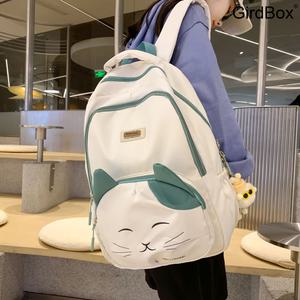 학생용 귀여운 고양이 패턴 GirdBox 책가방 청소년을 위한 숲속 학교 스타일 남학생 여