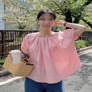 블라썸 심플 핀턱 하프 블라우스 (2color)