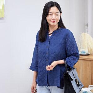 요루지 버튼 브이넥 / 24SS39 / 봄 블라우스 / 빅사이즈 / 엄마옷 / 할머니옷 / 실버다