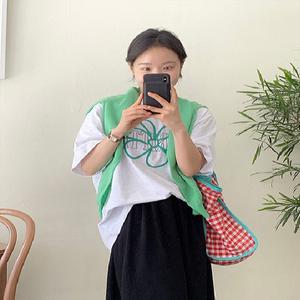 드로잉 플라워 오버핏 반팔 티셔츠 (3color)