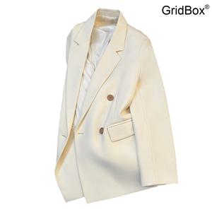 여성정장자켓 봄 미백색 셔츠 가볍게 GirdBox 고급디자인 오피스룩 캐주얼 울 소재 숏