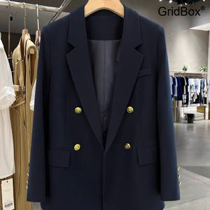 여성정장 GirdBox 심플 캐주얼 오피스룩 블레이저 네이비 트위드 재킷 봄가을 바지정장