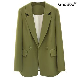 여성 봄정장 GirdBox 트위드 숏 자켓 크롭 정장자켓 캐주얼 오피스룩 그린 블레이져 미