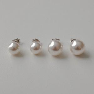 8mm 10mm 스왈진주 귀걸이 베이직 그레이진주이어링 웨딩 혼주