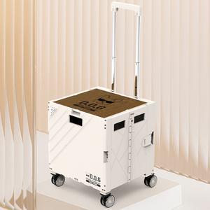 [25년신제품/ 우드상판적용 최대하중 80kg] 60L 접이식 특대형 폴딩카트 장바구니 캐리