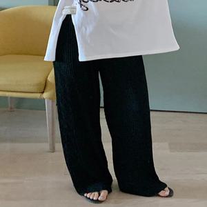 쿨 블랙플리츠 스판 와이드 밴딩 팬츠 (one color)