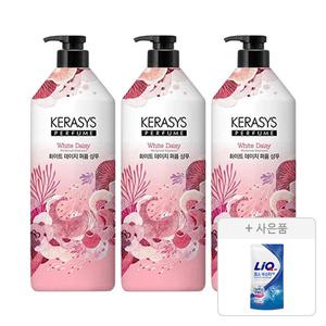 케라시스 퍼퓸 화이트 데이지 샴푸 1L, 3개+증정(리큐 효소부스터 겸용 리필 300mL, 1