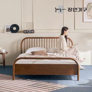 장인가구 자카이 SE0등급 고무나무 원목 평상형 통깔판 침대 프레임 Q