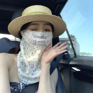 1개+1개 자외선 차단 쿨 페이스 커버 플라워 패턴