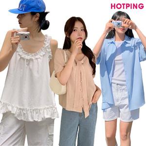 [핫핑] 44~110/여름 신상&베스트/반팔/민소매/뷔스티에/오프숄더/체크/시어서커/린넨/