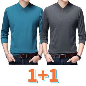 남성 캐주얼 베이직 브이넥 긴팔 티셔츠