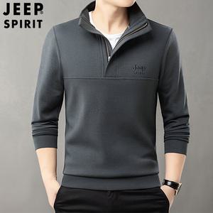 JEEP SPIRIT 남자 맨투맨 루즈핏 트레이닝 봄가을 캐주얼 반 집업 긴팔 티셔츠