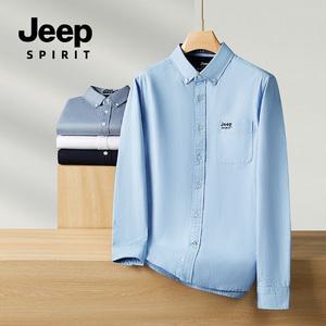 JEEP SPIRIT 남자 봄가을 루즈핏 셔츠 긴팔 캐주얼 카고 셔츠