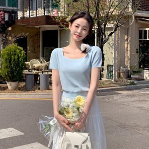 (nt4510여름버전/쿨링소재) 어나더 썸머 스퀘어넥 반팔 니트 nt5041