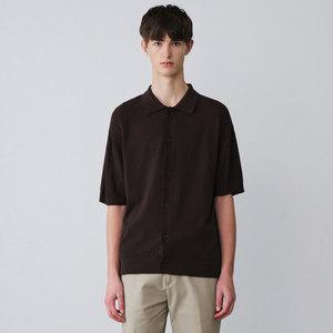 [DIEMS]카라 반팔 가디건_브라운 (세미오버핏)-DCSKGHVB01