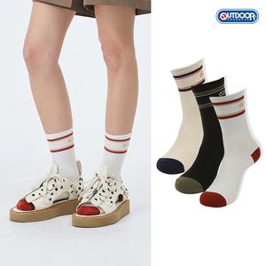 [아웃도어프로덕츠][3PACK] 여성 로고 스트라이프 미드 랭스 삭스